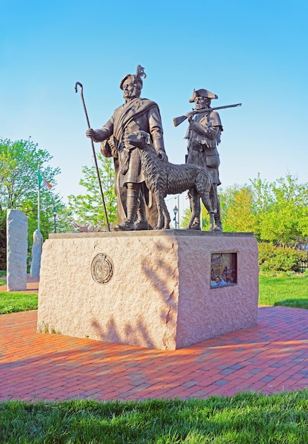 Foto monumento agli immigrati scozzesi a penn landing a philadelphia, pennsylvania, usa.