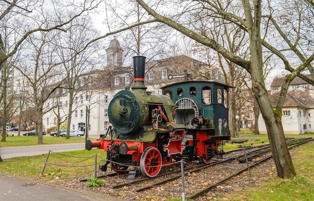 Monument of steam locomotive in Karlsruhe Institute of Technology Germany