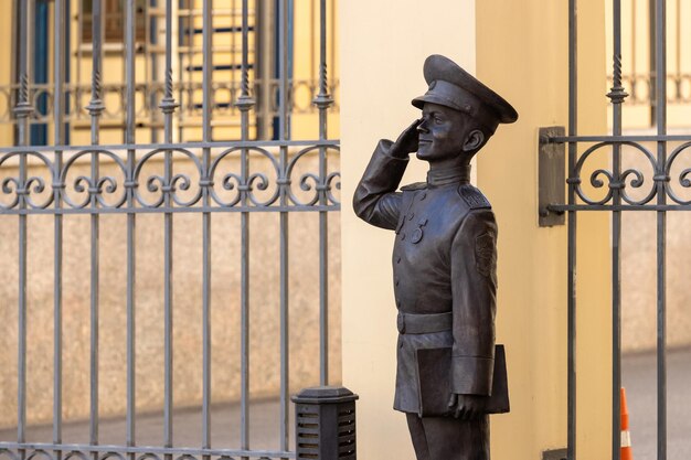 Monument to Suvorovets child cadet in St Petersburg Russia