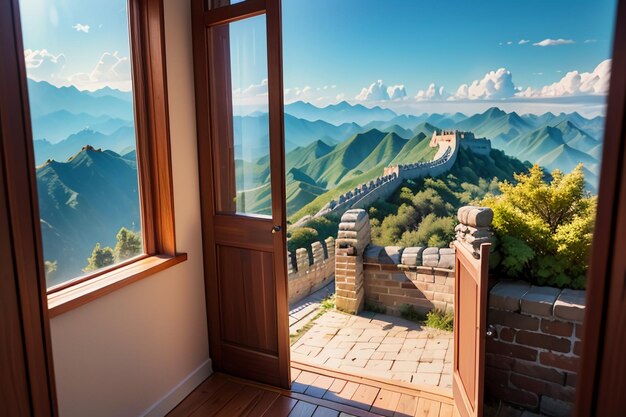 Monument van de Grote Muur van China Wereldwonder beroemde bezienswaardigheden Oude behang achtergrond