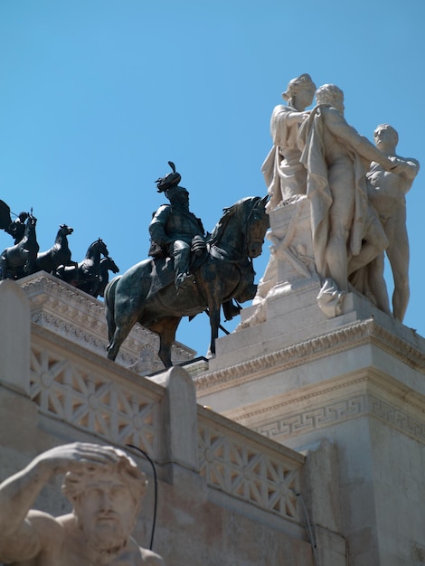 Monument with three muzhchiname ancient heroes in the capital
of italy rome