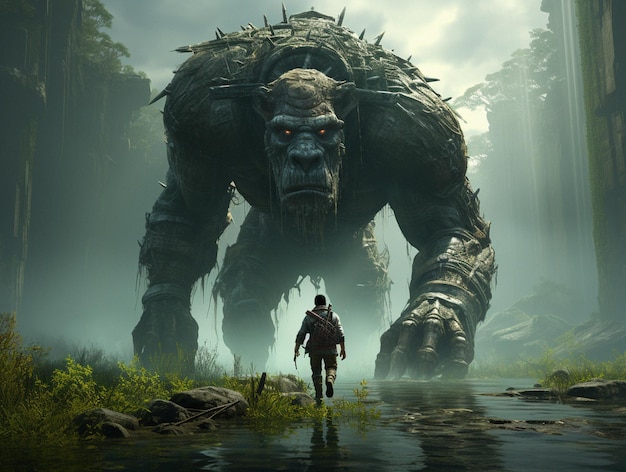 Premium AI Image  A poster for the video game shadow of the colossus