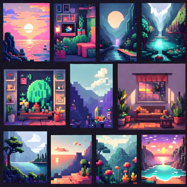 Mood board Pixel Art Inspiration