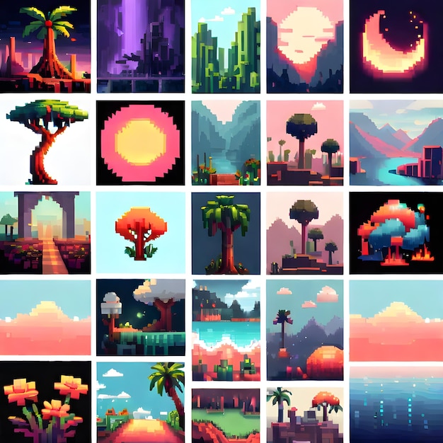 Mood board Pixel Art Inspiration