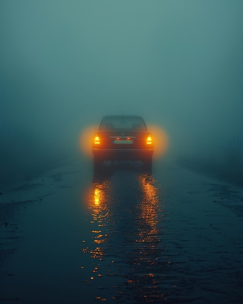 Moody Atmosphere Created By A Car Headlight Background