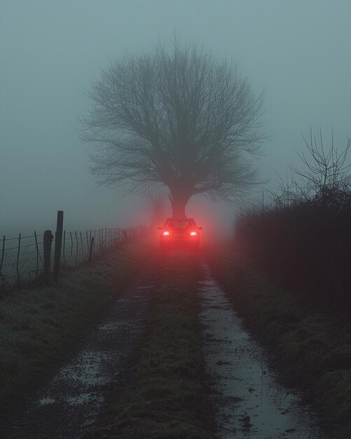 Photo moody atmosphere created by a car taillight background