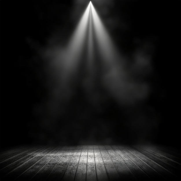 Moody Black Backdrop with Smoke and Focused Spotlights