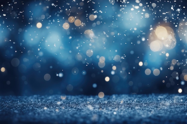 Moody christmas snow and light bokeh backgroud Generative AI