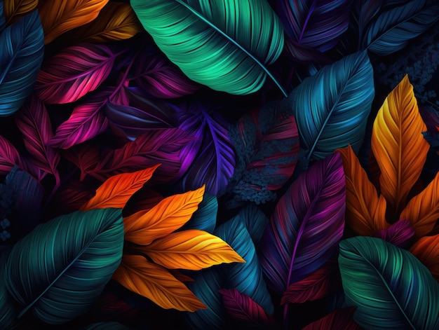 Photo moody colorful leafs wallpaper