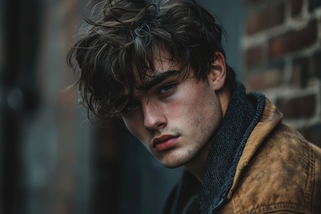 moody grunge inspired portrait of a pensive young man