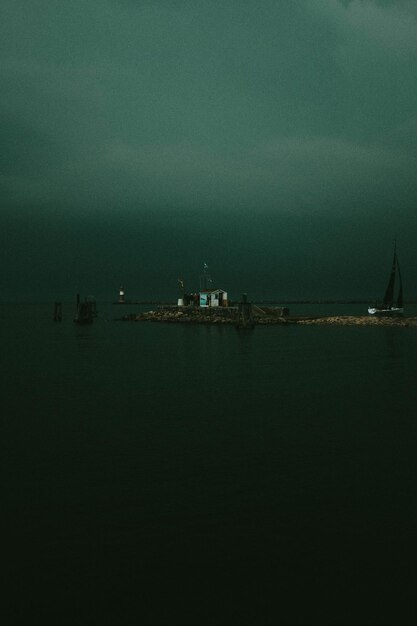 Moody harbour in warnemunde