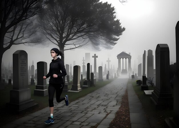 Foto immagine lunatica dell'attività ricreativa che la gente fa di notte al cimitero