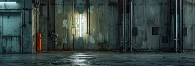 Moody Industrial Warehouse Interior at Night