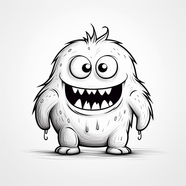 Photo moody monotone cartoon character monster with clean and sharp inking