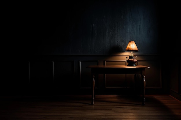 Moody room illuminated by a single light source