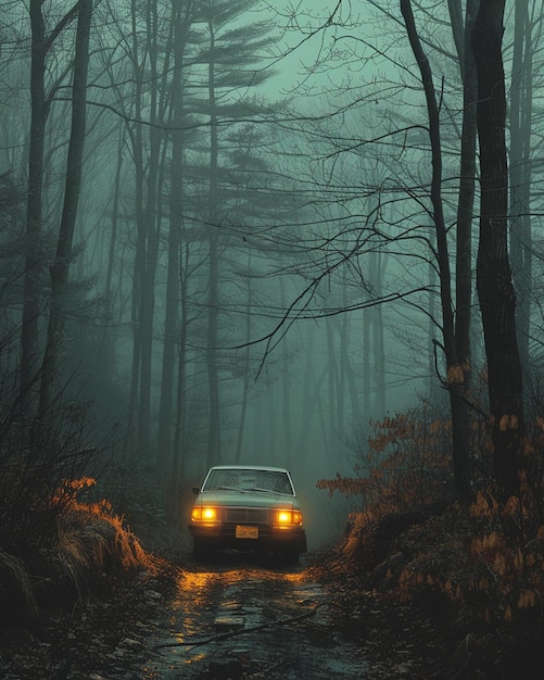 Photo moody silhouette of a car headlight against wallpaper