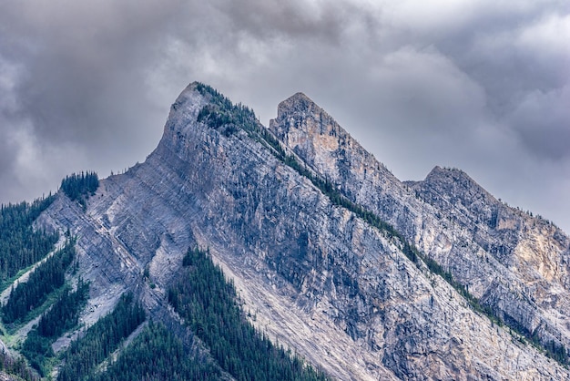 Moody skies above Mount Colin in Jasper National Park, Alberta