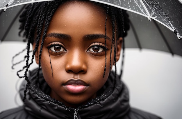 Mooi Afrikaans Amerikaans meisje in de regen Generatieve AI