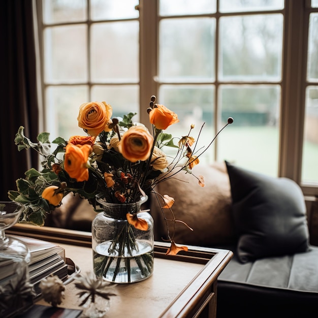 Foto mooi boeket bloemen in een vaas bloemenarrangement