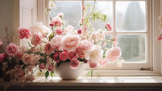 Foto mooi boeket bloemen in een vaas bloemenarrangement