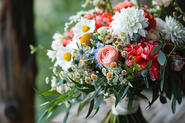 Foto mooi boeket bloemen voor de bruiloft.