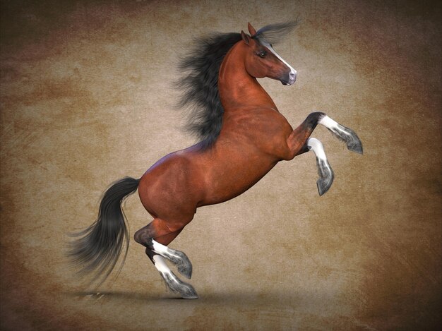 Mooi bruin paard 3D-visualisatie