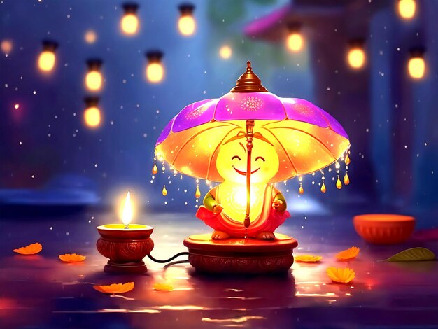 Foto mooi diwali festival met lichten op de achtergrond.