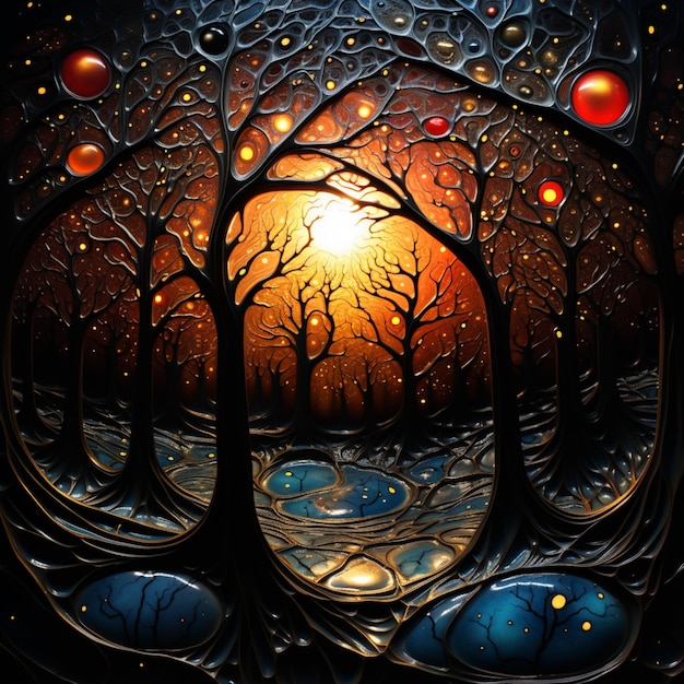 Mooi donker surrealisme gesmolten glas schilderij Ai gegenereerde kunst