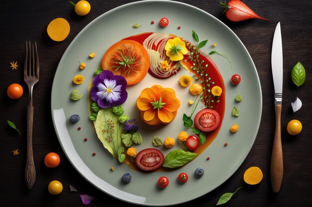 Foto mooi en lekker vegetarisch eten op een bord.