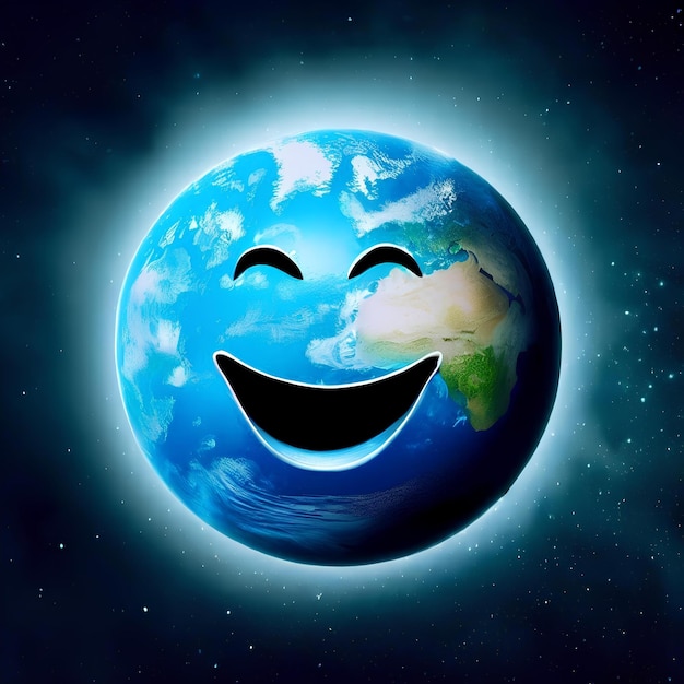 Mooi en mooi beeld van de planeet aarde die lacht voor World Smile Day