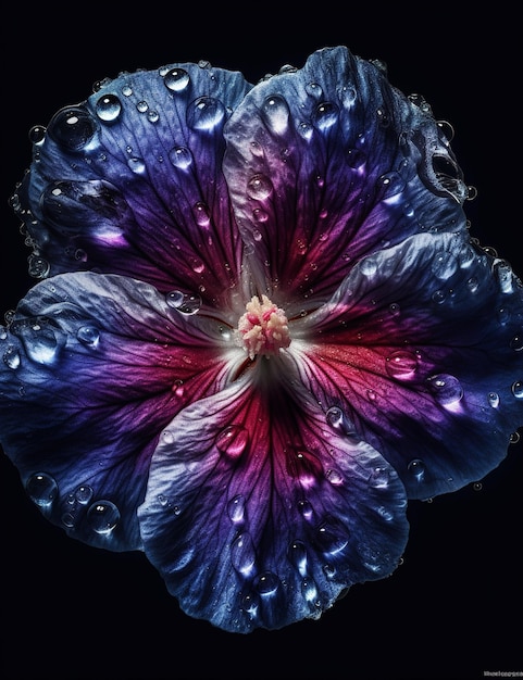 mooi esthetisch beeld van kleurrijke bloemen met dauwdruppels Generatieve AI