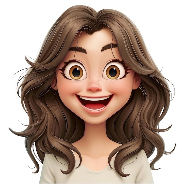 Foto mooi gelukkig meisje op een witte achtergrond emoji memoji