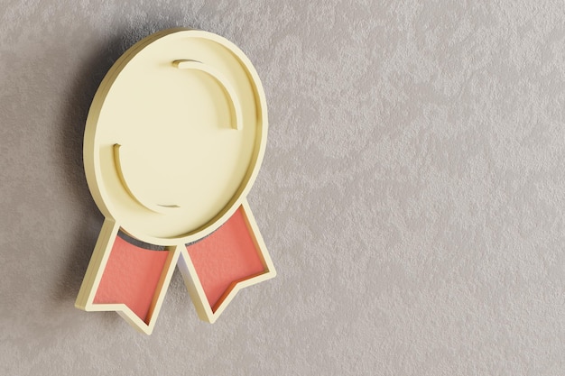 Mooi goud Badge symbool op muur heldere achtergrond 3d rendering illustratie achtergrond patte