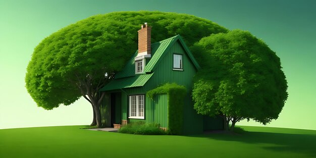 Mooi groen huis.