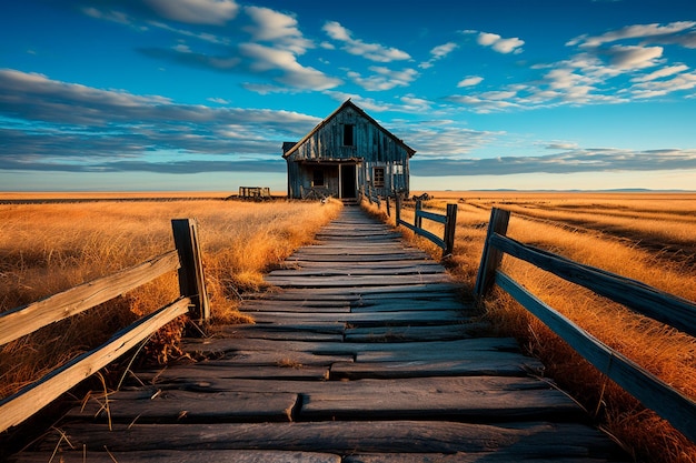 Mooi houten huis op het platteland.