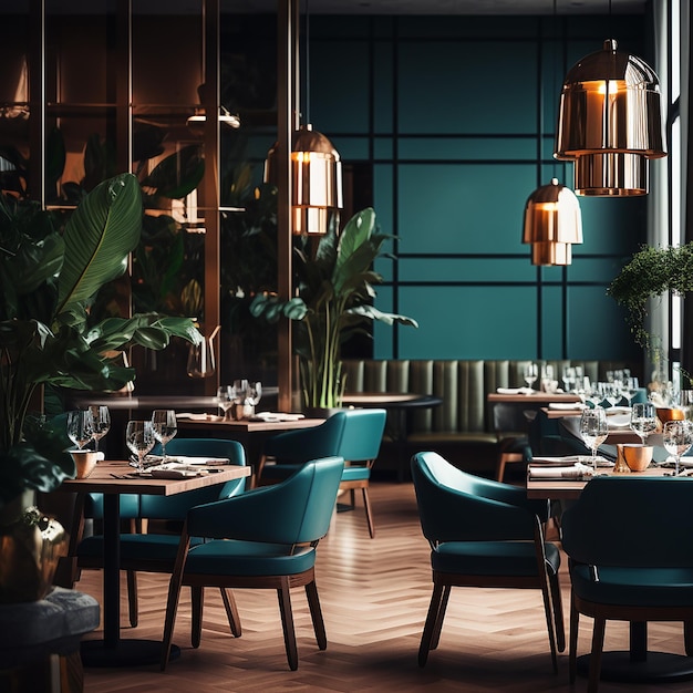 Foto mooi interieur van het restaurant.