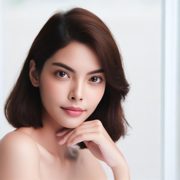 Mooi jong Aziatisch vrouwenmodel met perfecte schone frisse huid