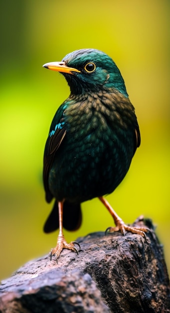 Mooi klein zwart vogeltje portret.