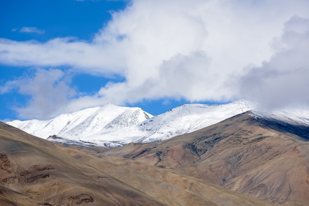 Mooi landschap met sneeuwpiek van Himalayan-waaier in leh Ladakh, Noord-India