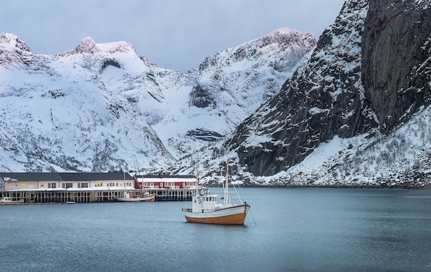 Foto mooi landschap op het eiland lofoten