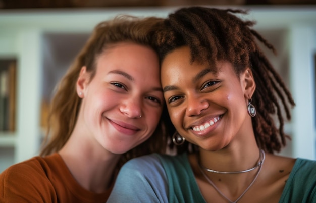 Mooi lesbisch stel dat het naar zijn zin heeft met het beoefenen van mindfulness-meditatie en wellness thuis