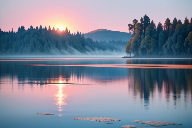 Mooi meer natuurlijk landschap fotografie behang ontspannen vrolijke illustratie