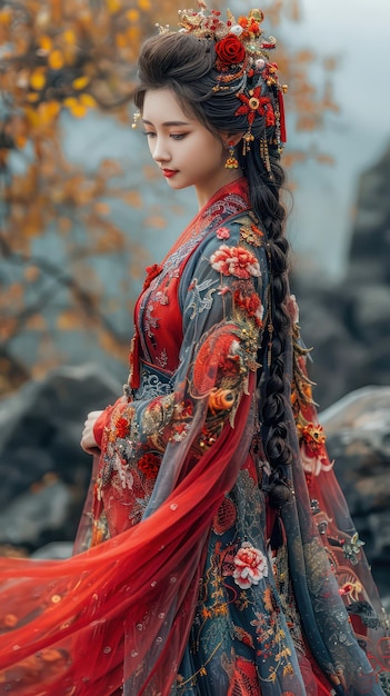 Mooi meisje dat oude Hanfu-jurk draagt