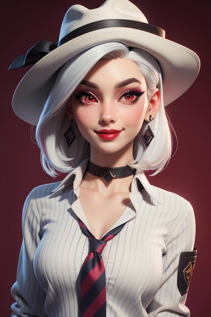 Mooi meisje in westerse cowboy aankleden stijl knappe cartoon schattige vrouw in hoed en shirt