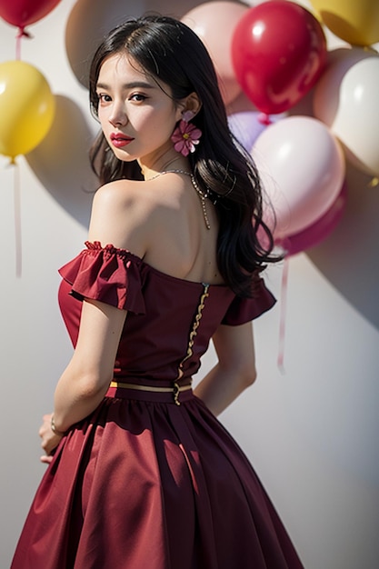Mooi meisje kleurrijke ballonnen achtergrond fotografie fotoshoot Body Hot Sexy Wallpaper