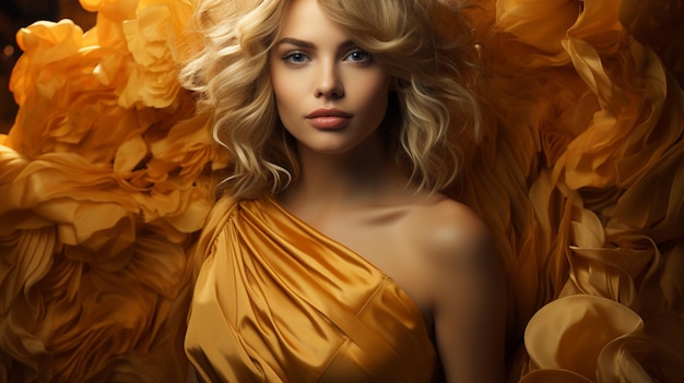 mooi meisje met gouden haar en gouden make-up