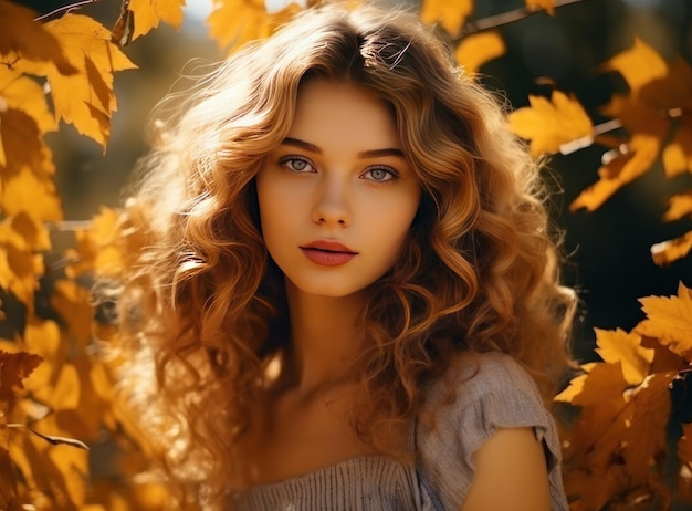 Mooi meisje met herfstbladeren