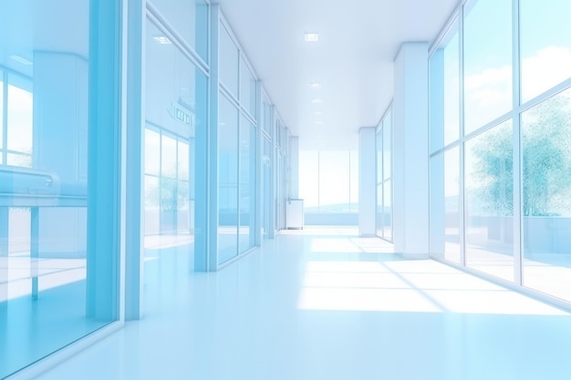 Mooi modern interieur van nieuwe luxe ziekenhuis felle kleuren Generatieve Ai