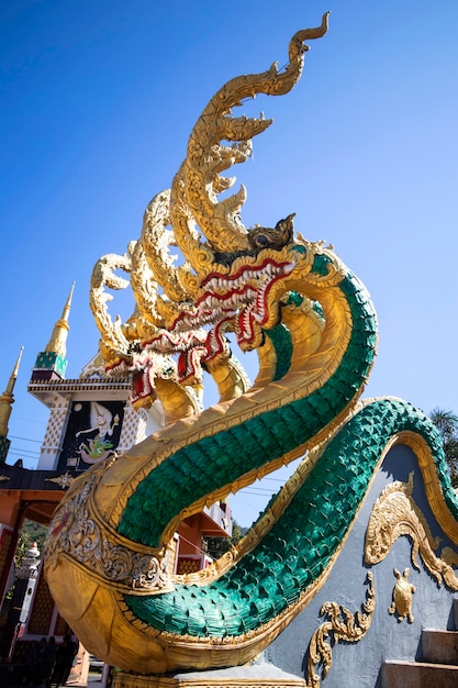 Mooi Naga-beeld In oude tempel Thailand