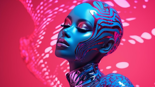 mooi neon Afrikaans meisje in de studio met make-up